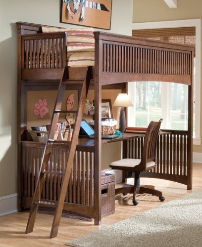 Lea Crossover Full Loft Bed with Desk and Chair