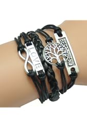 HUMASOL Fashion Lady Retro Knit Bronze Love Dream 2 Hearts Shape 5 Strands Suede Rope Bracelet Yellow & Green Gift