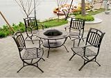 Cast Aluminum Fire Pit 5 pc Patio Table Set