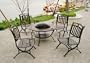 Cast Aluminum Fire Pit 5 pc Patio Table Set