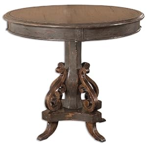 table round pedestal foyer anya tables uttermost end inches side tall wood distressed accent charcoal living finish hand dining hayneedle