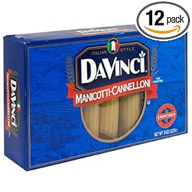 DaVinci Cannelloni-Manicotti Pasta, 8-Ounce Boxes (Pack of 12)