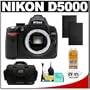 Nikon D5000 Digital SLR Camera Body with Two (2) Spare EN-EL9 Batteries + Case + LCD Protectors + Cleaning Kit