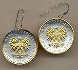 Polish 5 Zlotych Eagle Two Tone Coin Earrings