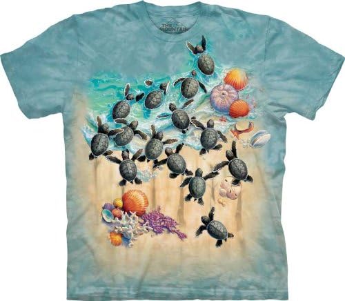 Green Sea Turtle Hatchlings Men's Blue Tee (Large)