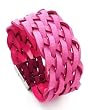 Pink Leather Weave Magnetic Closure Bangle Bracelet