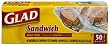 Glad Food Storage Zipper Sandwich Bags, 50-Count Boxes (Pack of 12)