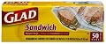 Glad Food Storage Zipper Sandwich Bags, 50-Count Boxes (Pack of 12)