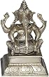 Ganesh Statue Playing Dholak Brass Figurine 4 x 3 x 5.5 inches (ganeshmb001D)