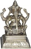 Ganesh Statue Playing Dholak Brass Figurine 4 x 3 x 5.5 inches (ganeshmb001D)