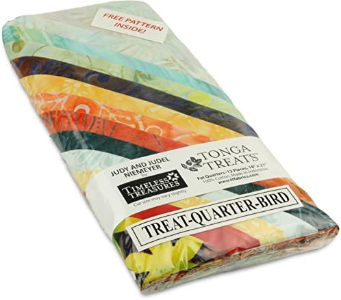 Timeless Treasures Tonga Batiks Treats Quarters Bird of Paradise Bundle, Set of 12 18x21-inch (46x53cm) Fat Quarters (Includes FREE Quilt Pattern)