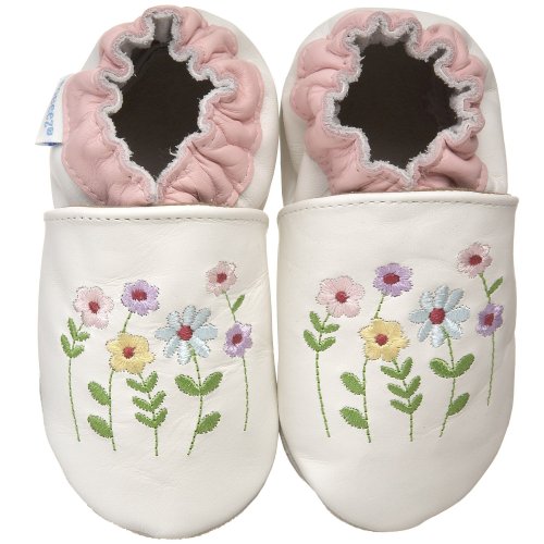 Robeez Soft Soles Kids' Stemmed Flowers Crib Shoe,White,6-12 Months (2.5-4 M US Infant)