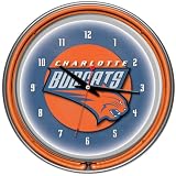 NBA1400-BOB - Charlotte Bobcats NBA Chrome Double Ring Neon Clock