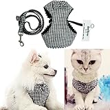 Bro'Bear Adjustable Houndstooth Pet Harness and Leash Set, Medium, Black