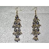 Bollywood Fashion Dangling Earrings Handcrafted Silver Finish Enamelled Lakh Earrings