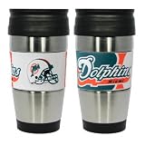 Miami Dolphins Travel Mug: 15 oz Stainless Steel Travel Tumbler