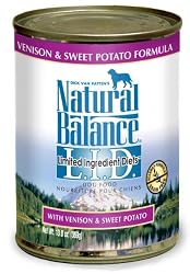 Natural Balance Canned Dog Food, Grain Free Limited Ingredient Diet Venison and Sweet Potato Recipe, 12 x 13 Ounce Pack