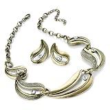 Fashion Necklace & Pierced Earrings Set Burnt Gold