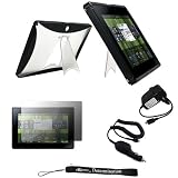 Black Durable TPU Silicone Skin with Hard Back Shell / Intergraded Stand Alone Kickstand for BlackBerry PlayBook 4G Tablet * Includes a Rapid Travel Car Charger and Home Wall Charger * Includes Anti Glare Screen Protector Guard