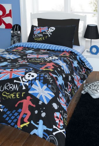 PRINTED URBAN STYLE SINGLE DUVET COVER BED SET
