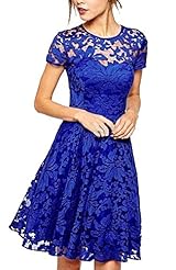 A-line Cutout Lace Cocktail Above the Knee Floral Print Short Sleeves Flared-Skirt Homecoming Dress/Party Dress 