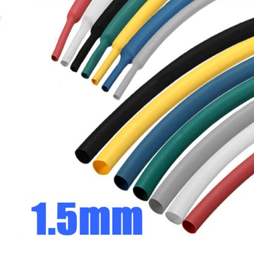 1m 1.5mm 7 Mix-Color 2:1 Polyolefin Heat Shrink Tubing Tube Sleeve Sleeving Wrap(Color Random）
