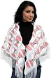 Handmade Faux Leather Shawl - Cinnamon Pink & Pure White (Crocheted Border) Handmade Faux Leather Shawl - Cinnamon Pink & Pure White (Crocheted Border)