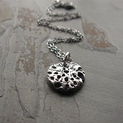 Handcrafted full moon necklace in fine silver