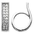 Sterling Silver Extended Cubic Zircoina Hoop Huggy Earrings