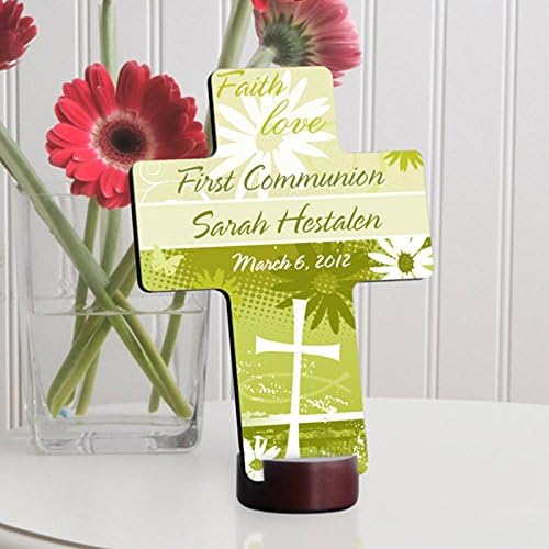 Personalized First Communion Cross - Delicate Daisy First Communion Cross