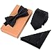 Mens Fashion Polyster Skinny Neck ties and Bowtie Pocket Square 3pcs Set for Gifts