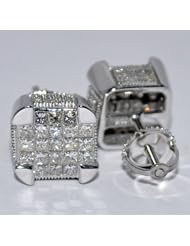 Princess Cut Diamond Earrings Stud Cubes10k White Gold 1.25ct Diamonds White Gold 9.5mm