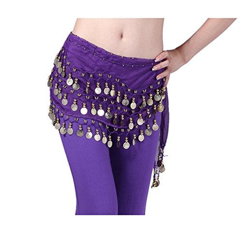 Urparcel Lady's Fashion Chiffon Belly Dance Waist Chain with Golden Coins