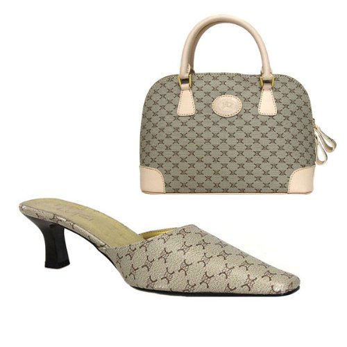 ST Ladies Mules Shoes and Matching Bags Set - Size 6/39 - Beige