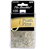 A&W Products Boxable Push Pins, Clear, 100-count Box (34004)