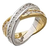 14K Two Tone Diamond X Crossover Fashion Ring