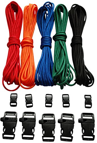 Paracord bracelet kit, 5 colors (red, black, green, blu…