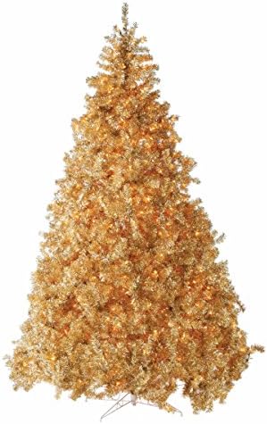 Artificial Christmas Tree - Gold Prelit 7.5 Feet White Clear Lights for the Holiday Season