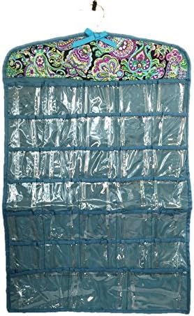 Double Sided Cloth Jewelry Accessories Hanging Organizer Teal Black Purple Paisley Print