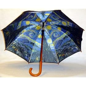 "Starry Night" by Van Gogh Full Size Stick Art Umbrella with Automatic Push Button Opening, Great Gift Idea