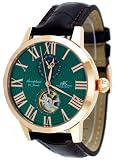 Adee Kaye #AK7100-MRG5 Men's Exponer Moon Phase Automatic Watch with Tourbillon Display