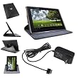 360&deg; Rotating Leather Case and AC power adapter wall charger for Asus Eee Pad transformer TF101