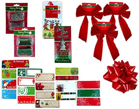 Christmas Bows, Hooks, Gift Tag Stickers, Icicles FAMILY Pack.