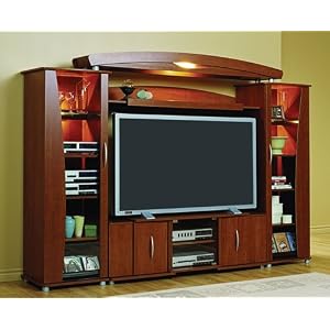 Amaretto Wood Wall Unit TV Stand Entertainment Center