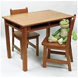 Lipper International Childs Rectangular Table and 2-Chair Set, Pecan