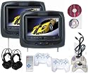 New Black Color Pair Headrest With 9" LCD Car Monitors with Region Free Sony DVD player USB SD Inc. 2 Wireless Dual Channel Headphones and 32 Bit Game and 2 Wireless game controllers RCA Video input & RCA Video OutPut!