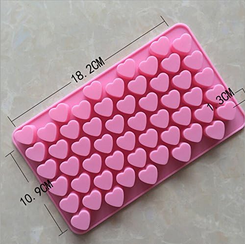 Houron 55-Cavity Mini Heart Shape Silicone Ice Cube Chocolate Mold Pink