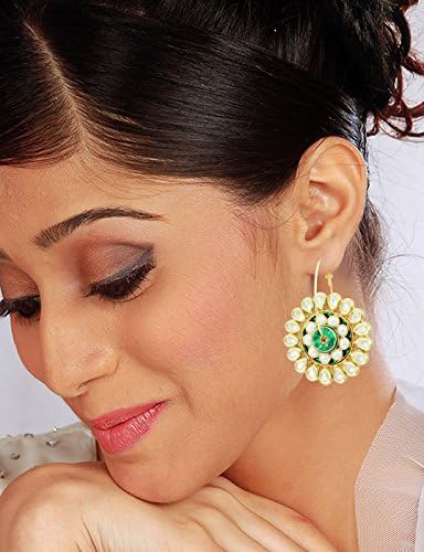 Vilandi Kundan Hoop Balis with Green Choki