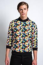 Red! Collection Crewneck Kaleidoscope Pattern Fleece Sweatshirt