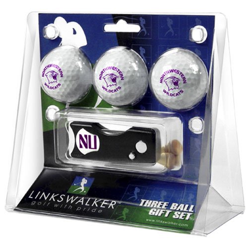 Northwestern Wildcats Ncaa 3 Golf Ball Gift Pack W/ Spring Action Divot Tool